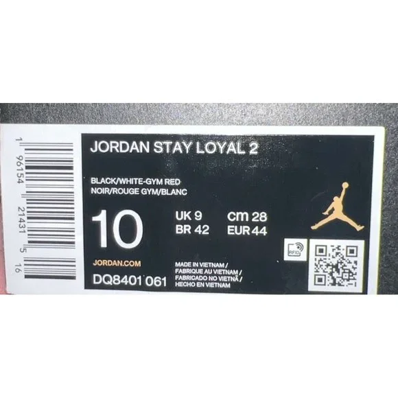 Jordan Stay Loyal 2 Mens Basketball Shoes Size 10 Black Red White DQ8401-061